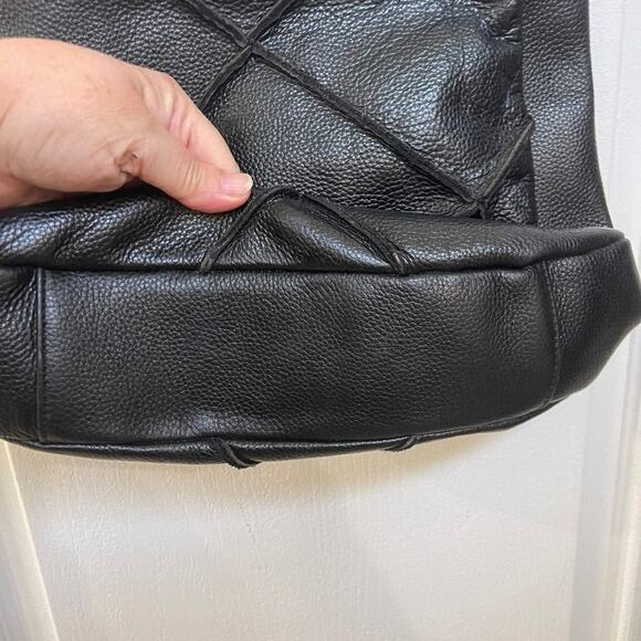 Nyla Noor black leather quilted shoulder purse vintage - Picture 12 of 13
